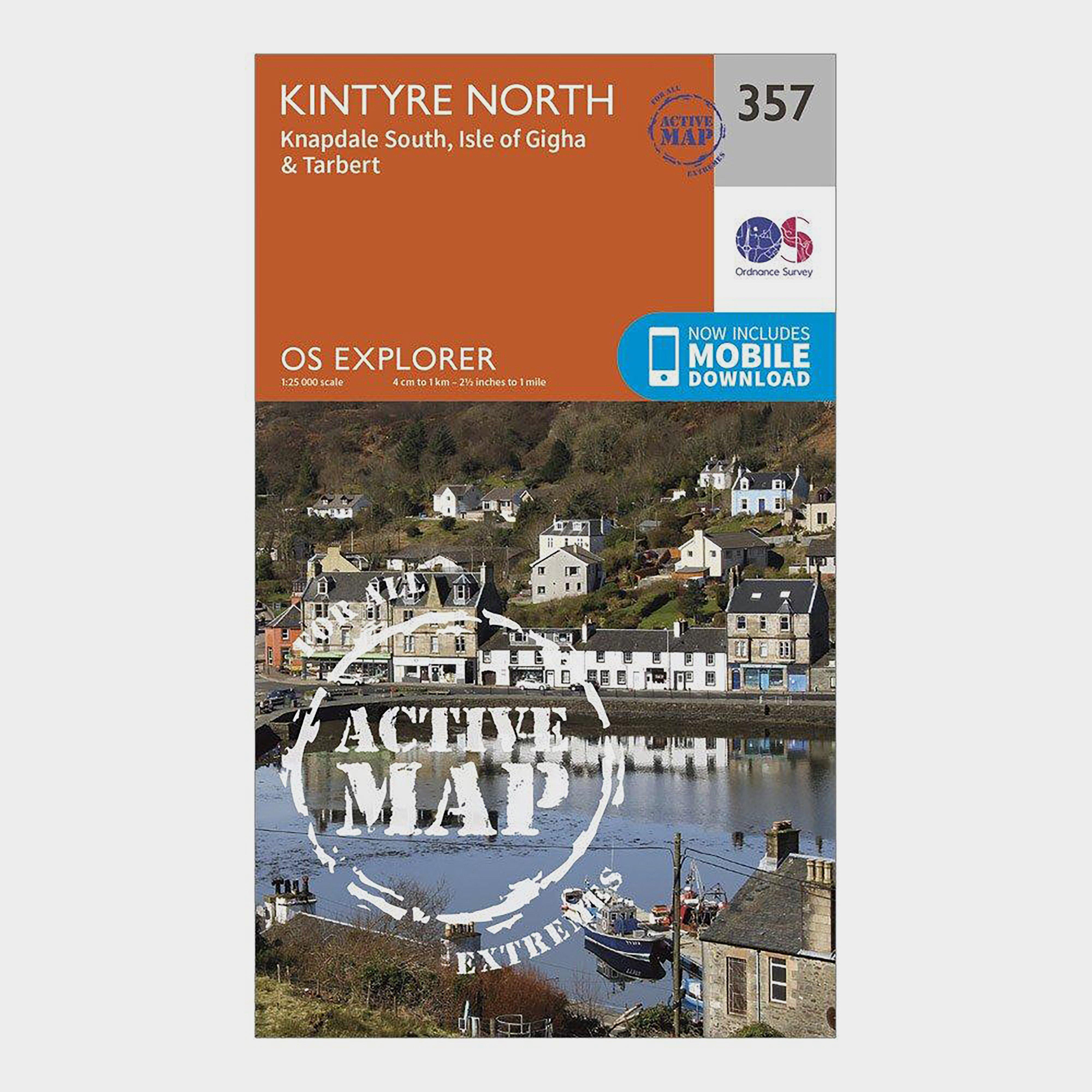Image of Ordnance Survey Explorer Active 357 Kintyre North Map With Digital Version - Orange, Orange