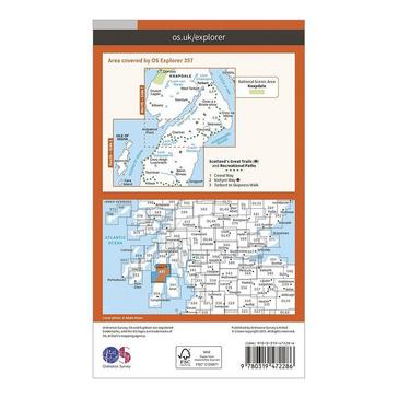Orange Ordnance Survey Explorer Active 357 Kintyre North Map With Digital Version