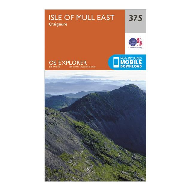 Orange Ordnance Survey Explorer 375 Isle of Mull East Map With Digital Version image 1