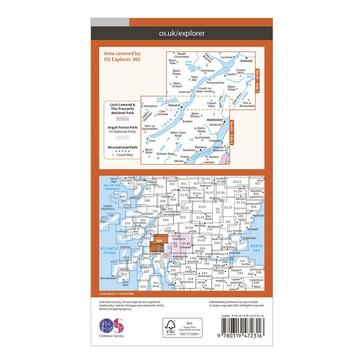 Orange Ordnance Survey Explorer Active 360 Loch Awe & Inveraray Map With Digital Version
