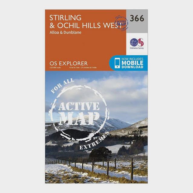 Orange Ordnance Survey Explorer Active 366 Stirling & Ochil Hills West Map With Digital Version image 1