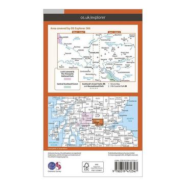 Orange Ordnance Survey Explorer Active 366 Stirling & Ochil Hills West Map With Digital Version