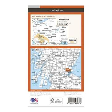 Orange Ordnance Survey Explorer Active 370 Glenrothes North, Falkland & Lomond Hills Map With Digital Version