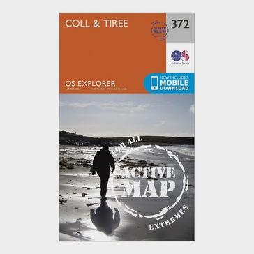 Orange Ordnance Survey Explorer Active 372 Coll & Tiree Map With Digital Version