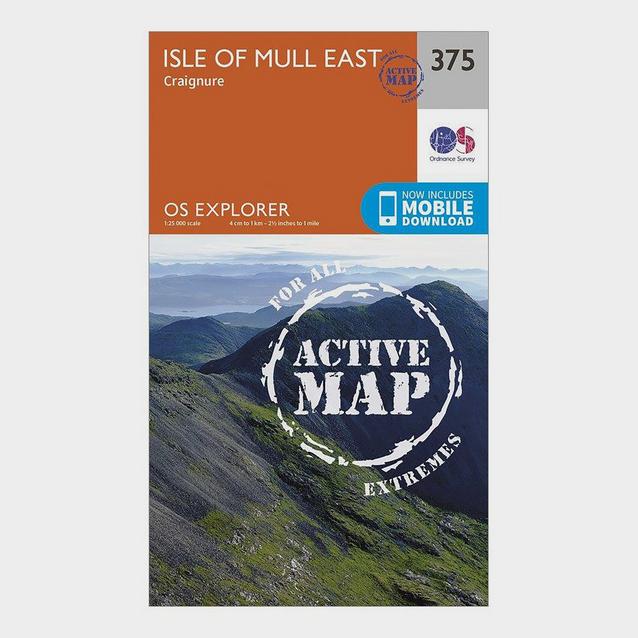 Orange Ordnance Survey Explorer Active 375 Isle of Mull East Map With Digital Version image 1