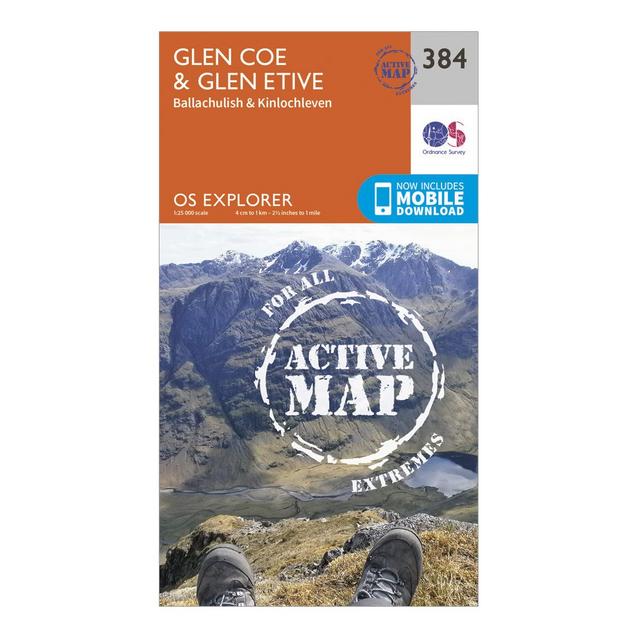 N/A Ordnance Survey Explorer Active 384 Glen Coe & Glen Etive Map With Digital Version image 1
