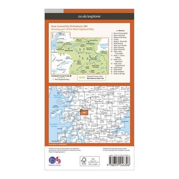 Orange Ordnance Survey Explorer 384 Glen Coe & Glen Etive Map With Digital Version