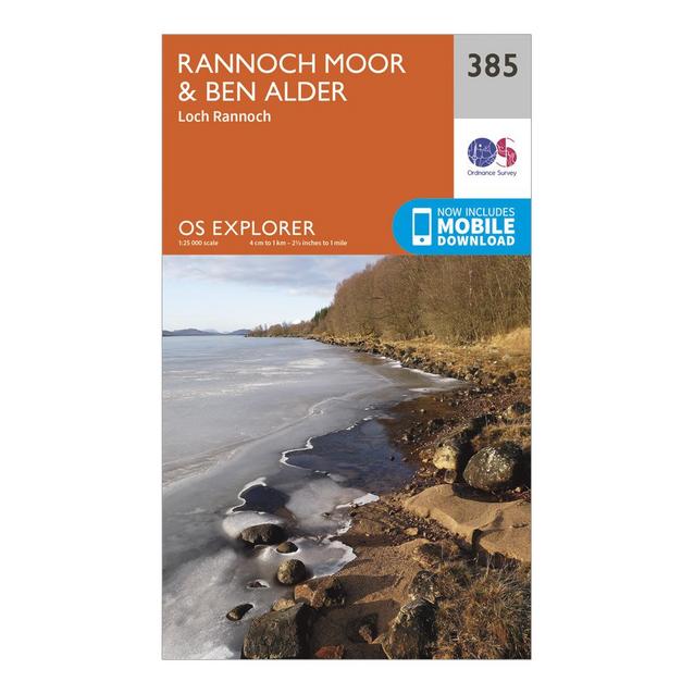 Orange Ordnance Survey Explorer 385 Rannoch Moor & Ben Alder Map With Digital Version image 1