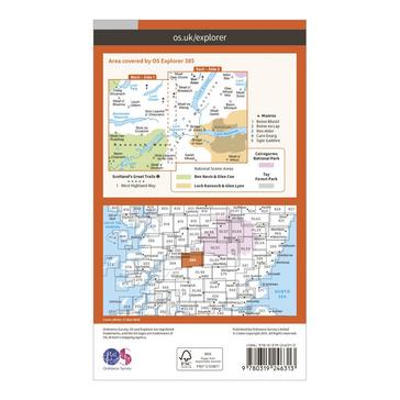 Orange Ordnance Survey Explorer 385 Rannoch Moor & Ben Alder Map With Digital Version