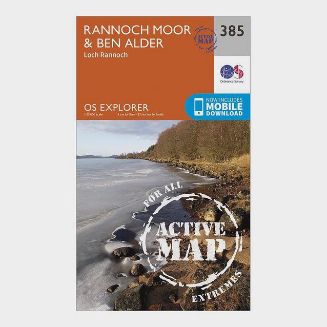 Orange Ordnance Survey Explorer Active 385 Rannoch Moor & Ben Alder Map With Digital Version image 1