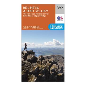 Orange Ordnance Survey Explorer 392 Ben Nevis Map With Digital Version