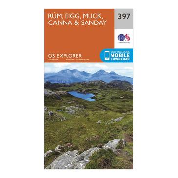 Orange Ordnance Survey Explorer 397 Rum, Eigg, Muck, Canna & Sanday Map With Digital Version