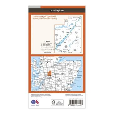 Orange Ordnance Survey Explorer 400 Loch Lochy & Glen Roy Map With Digital Version