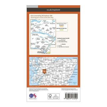 Orange Ordnance Survey Explorer Active 399 Loch Arkaig Map With Digital Version