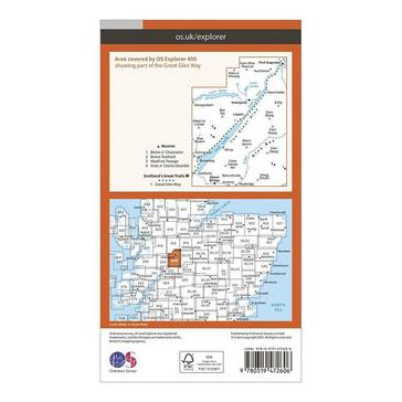 Orange Ordnance Survey Explorer Active 400 Loch Lochy & Glen Roy Map With Digital Version