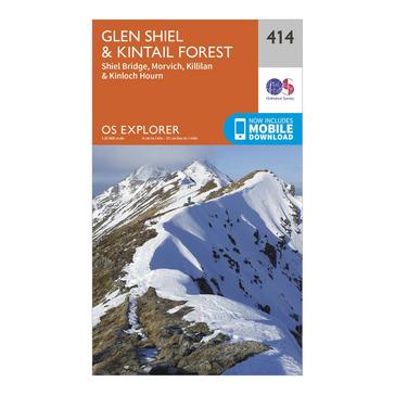 Orange Ordnance Survey Explorer 414 Glan Shiel & Kintail Forest Map With Digital Version