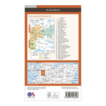Orange Ordnance Survey Explorer 414 Glan Shiel & Kintail Forest Map With Digital Version