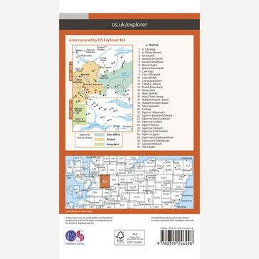 Orange Ordnance Survey Explorer Active 414 Glan Shiel & Kintail Forest Map With Digital Version