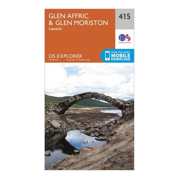 Orange Ordnance Survey Explorer 415 Glen Affric & Glen Moriston Map With Digital Version