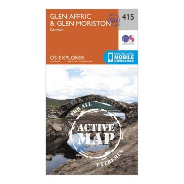 Orange Ordnance Survey Explorer Active 415 Glen Affric & Glen Moriston Map With Digital Version