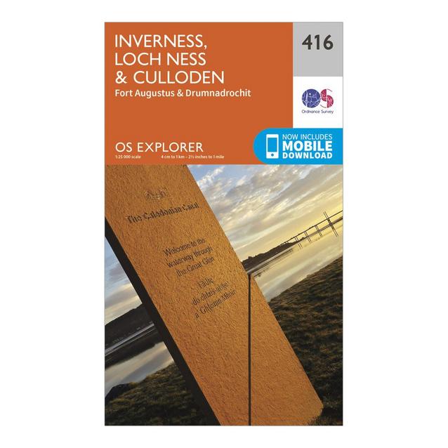 Orange Ordnance Survey Explorer 416 Inverness, Loch Ness & Culloden Map With Digital Version image 1