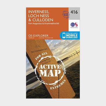 Orange Ordnance Survey Explorer Active 416 Inverness, Loch Ness & Culloden Map With Digital Version