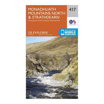 Orange Ordnance Survey Explorer 417 Monadhliath Mountains North & Strathdearn Map With Digital Version