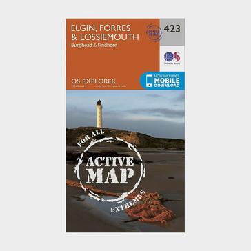 Orange Ordnance Survey Explorer Active 423 Elgin, Forres & Lossiemouth Map With Digital Version