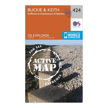 Orange Ordnance Survey Explorer Active 424 Buckie & Keith Map With Digital Version