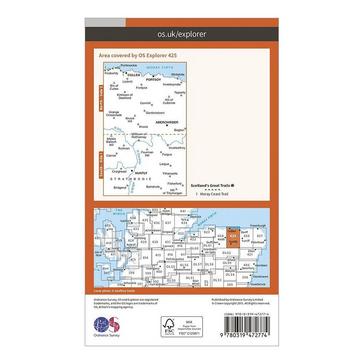 Orange Ordnance Survey Explorer Active 425 Huntly & Cullen Map With Digital Version