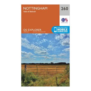 Orange Ordnance Survey Explorer 260 Nottingham Map With Digital Version