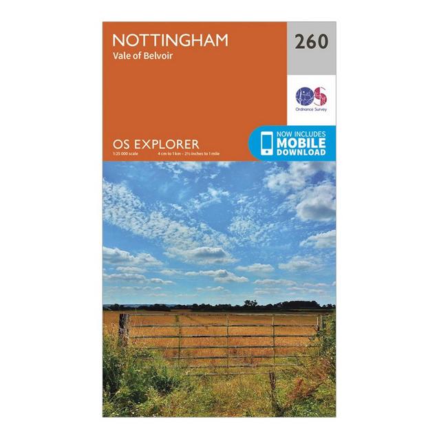 Orange Ordnance Survey Explorer 260 Nottingham Map With Digital Version image 1