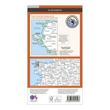 Orange Ordnance Survey Explorer 262 Anglesey West Map With Digital Version