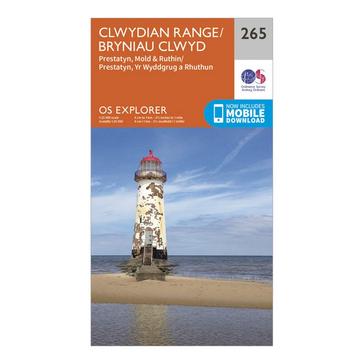 Orange Ordnance Survey Explorer 265 Clwydian Range, Prestatyn, Mold & Ruthin Map With Digital Version