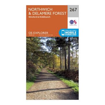 Orange Ordnance Survey Explorer 267 Northwich & Delamere Forest Map With Digital Version