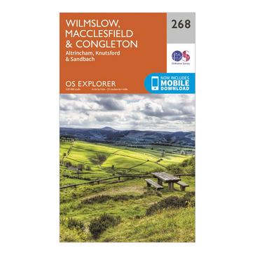 Orange Ordnance Survey Explorer 268 Wilmslow, Macclesfield & Congleton Map With Digital Version