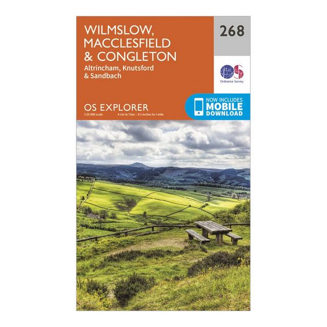 Clear Ordnance Survey Explorer 268 Wilmslow, Macclesfield & Congleton Map With Digital Version image 1
