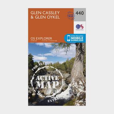 Orange Ordnance Survey Explorer Active 440 Glen Cassley & Glen Oykel Map With Digital Version