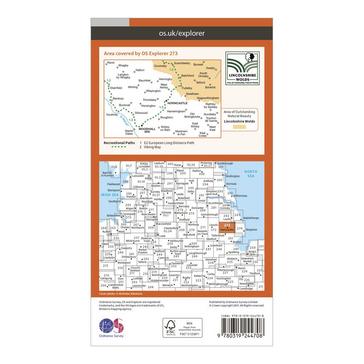 Orange Ordnance Survey Explorer 273 Lincolnshire Wolds South Map With Digital Version