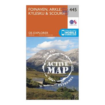 Orange Ordnance Survey Explorer Active 445 Foinaven, Arkle, Kylesku & Scourie Map With Digital Version