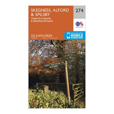 Orange Ordnance Survey Explorer 274 Skegness, Alford & Spilsby Map With Digital Version