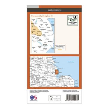 Orange Ordnance Survey Explorer 274 Skegness, Alford & Spilsby Map With Digital Version