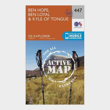 Orange Ordnance Survey Explorer Active 447 Ben Hope, Ben Loyal & Kyle of Tongue Map With Digital Version