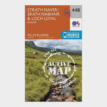 Orange Ordnance Survey Explorer Active 448 Strath Naver & Loch Loyal Map With Digital Version