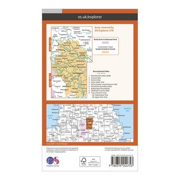 N/A Ordnance Survey Explorer 278 Sheffield & Barnsley Map With Digital Version