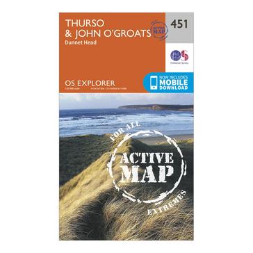 N/A Ordnance Survey Explorer Active 451 Thurso & John o'Grates Map With Digital Version