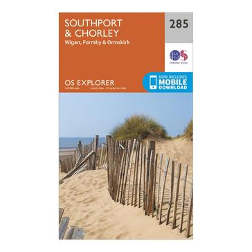 Orange Ordnance Survey Explorer 285 Southport & Chorley Map With Digital Version