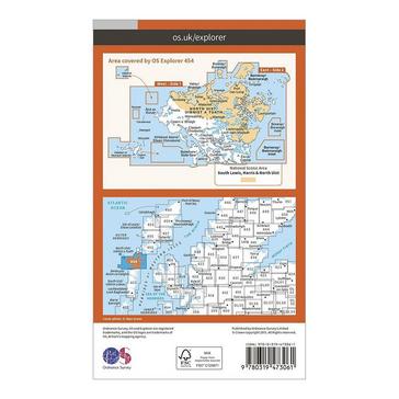 Orange Ordnance Survey Explorer Active 454 North Uist & Berneray Map With Digital Version
