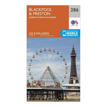 Orange Ordnance Survey Explorer 286 Blackpool & Preston Map With Digital Version