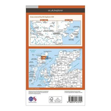 Orange Ordnance Survey Explorer Active 459 Central Lewis & Stornaway Map With Digital Version